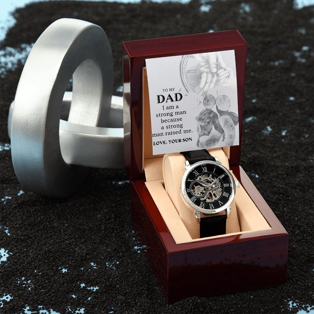To My Dad Gift Watch | A Strong Man Raised Me | Father's Day Gift | Jewelry | PB24-WOOD, PROD-2222288, PT-4320, USER-43062, W30044 | TageUnlimited