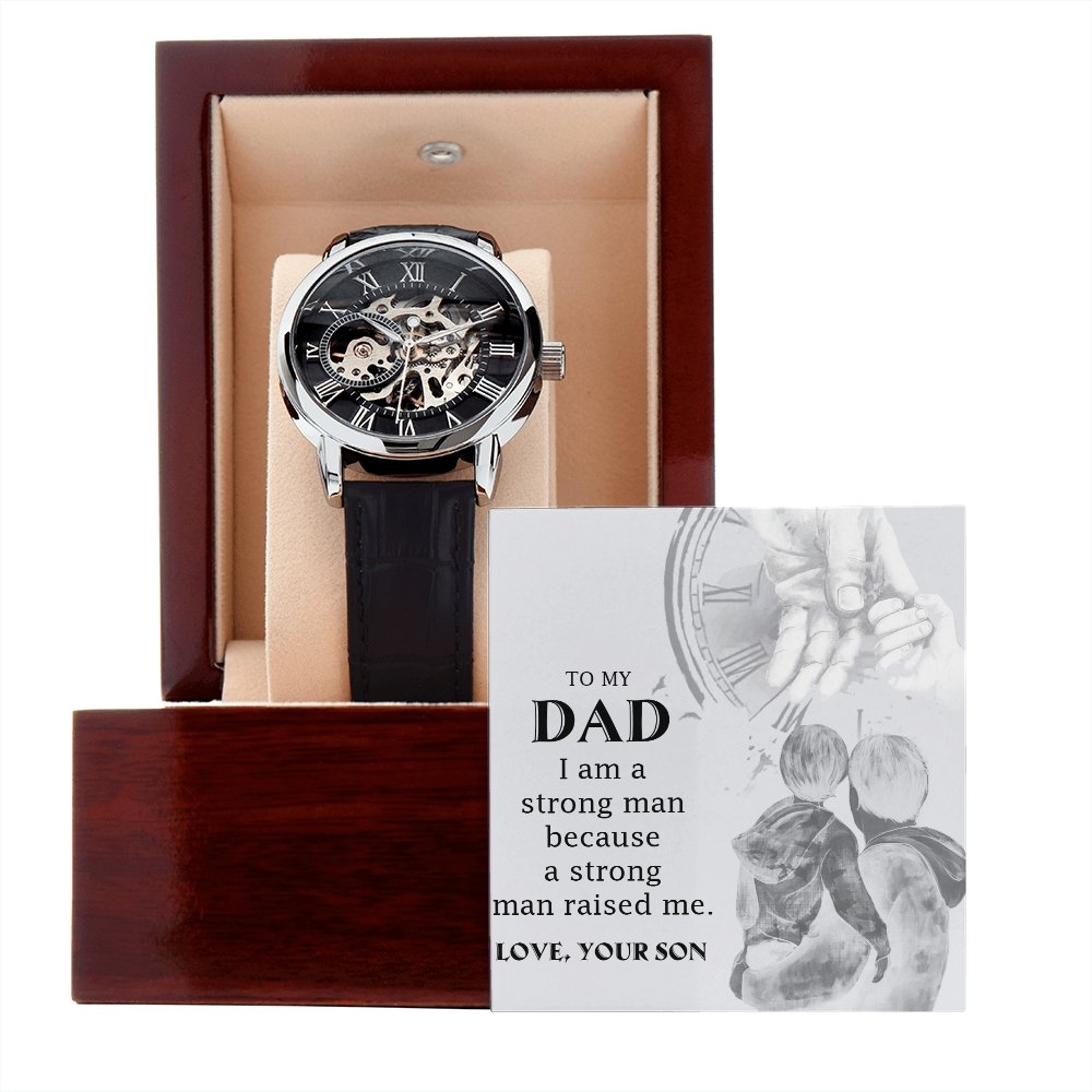 To My Dad Gift Watch | A Strong Man Raised Me | Father's Day Gift | Jewelry | PB24-WOOD, PROD-2222288, PT-4320, USER-43062, W30044 | TageUnlimited