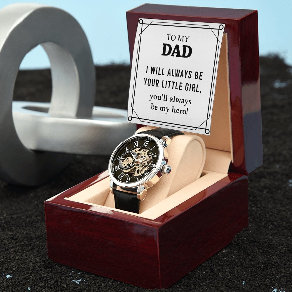 To My Dad Gift Watch | I Will Always Be Your Little Girl | Father's Day Gift | Jewelry | PB24-WOOD, PROD-2228690, PT-4320, USER-43062, W30044 | TageUnlimited