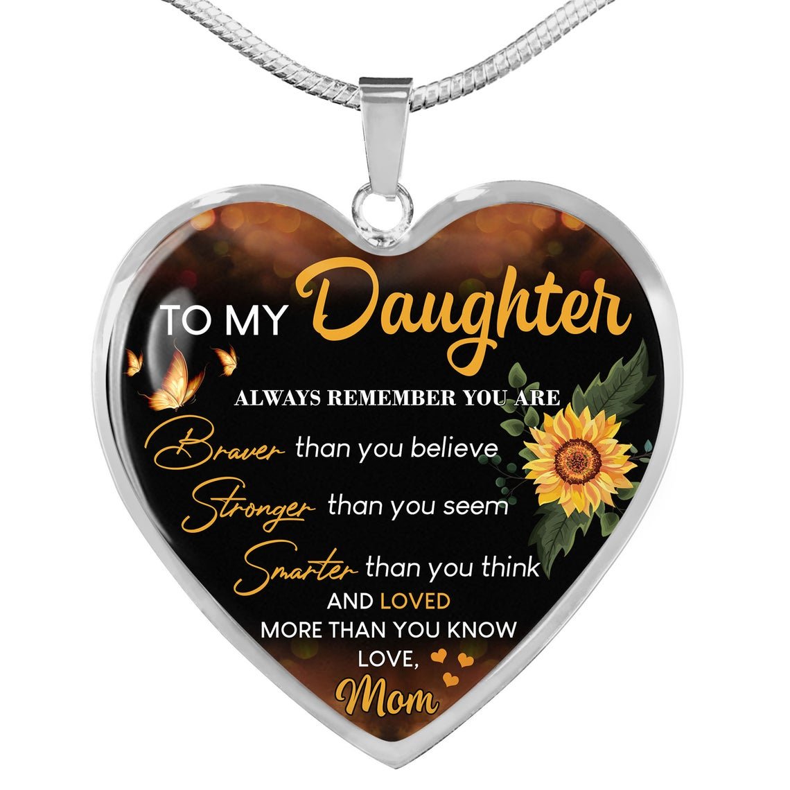 To My Daughter Exquisite Heart Pendant Necklace To Daughter From Mom Sunflower Necklace Heart Necklace Birthday Christmas Gift | 0 | Tage-Active