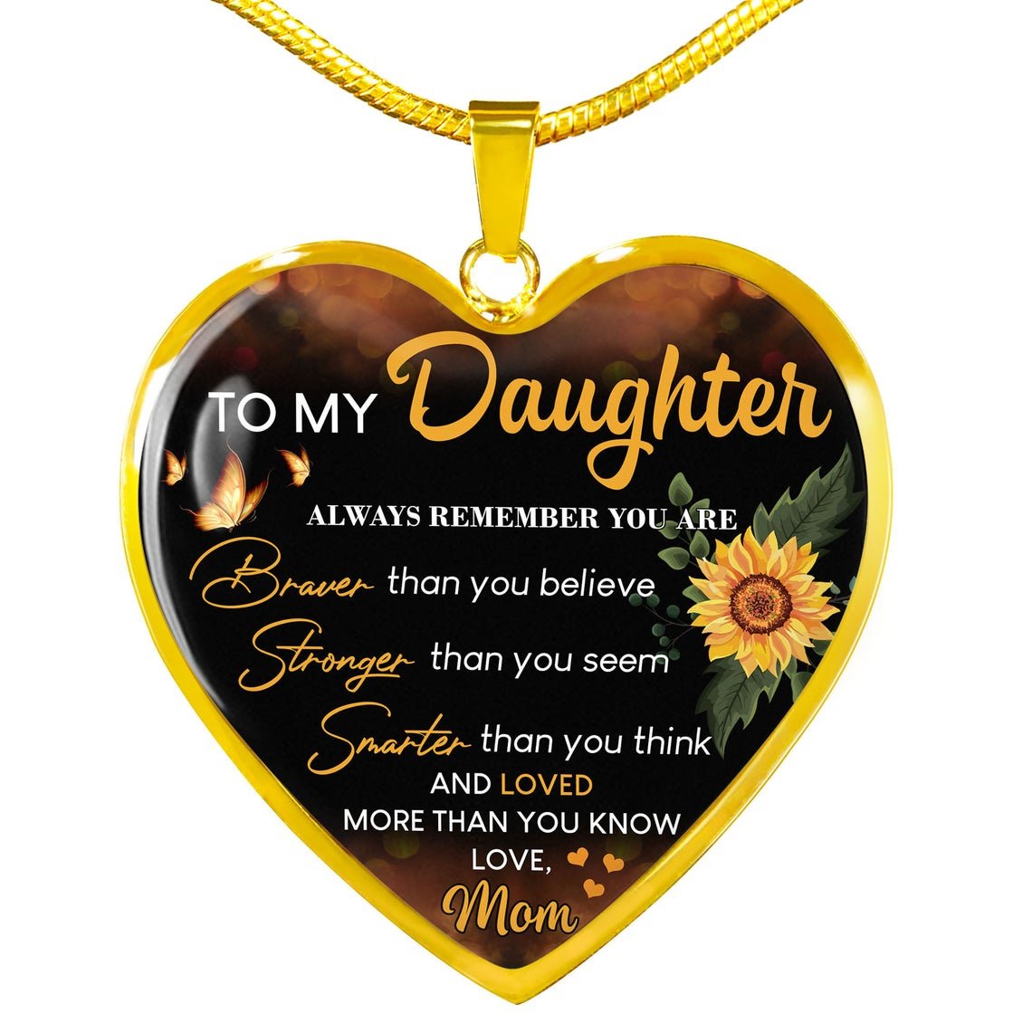 To My Daughter Exquisite Heart Pendant Necklace To Daughter From Mom Sunflower Necklace Heart Necklace Birthday Christmas Gift | 0 | Tage-Active