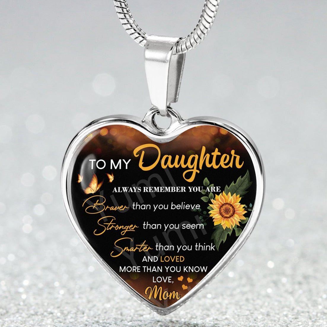 To My Daughter Exquisite Heart Pendant Necklace To Daughter From Mom Sunflower Necklace Heart Necklace Birthday Christmas Gift | 0 | Tage-Active