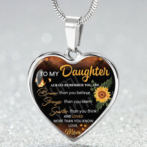 To My Daughter Exquisite Heart Pendant Necklace To Daughter From Mom Sunflower Necklace Heart Necklace Birthday Christmas Gift | 0 | Tage-Active
