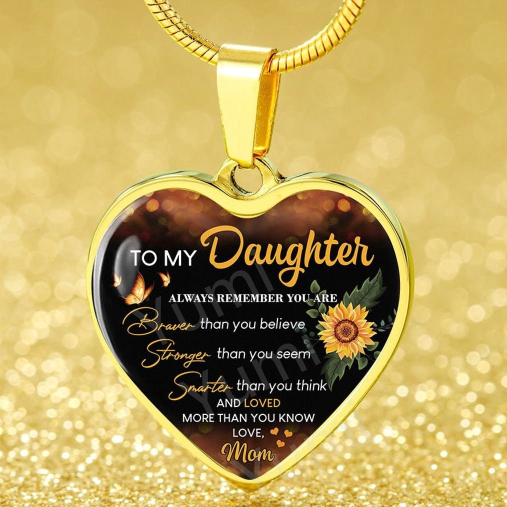 To My Daughter Exquisite Heart Pendant Necklace To Daughter From Mom Sunflower Necklace Heart Necklace Birthday Christmas Gift | 0 | Tage-Active