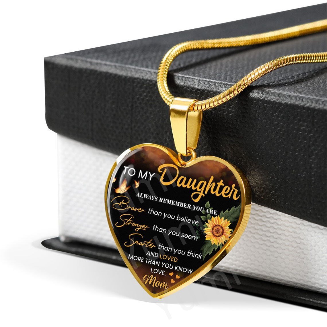 To My Daughter Exquisite Heart Pendant Necklace To Daughter From Mom Sunflower Necklace Heart Necklace Birthday Christmas Gift | 0 | Tage-Active