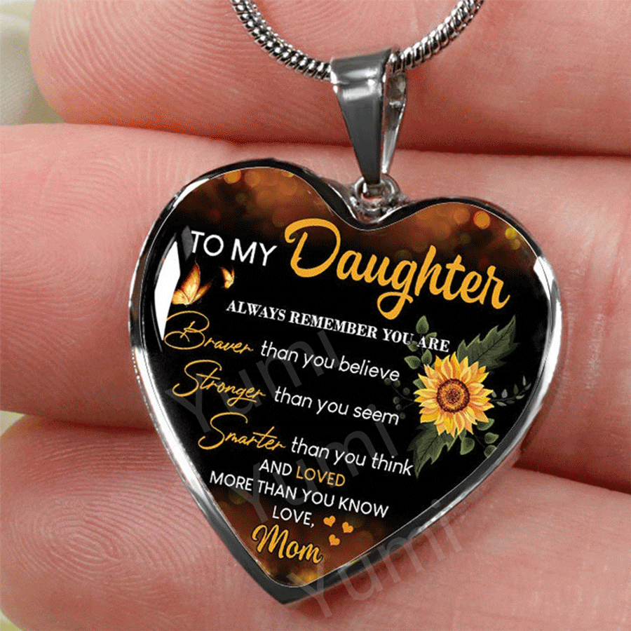 To My Daughter Exquisite Heart Pendant Necklace To Daughter From Mom Sunflower Necklace Heart Necklace Birthday Christmas Gift | 0 | Tage-Active