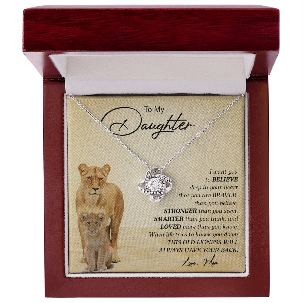 To My Daughter | I Want You To Believe (Love Knot Necklace) | Jewelry | C30011TG, C30011TR, lx-C30011, PB23-WOOD, PROD-2249175, PT-922, TNM-1, USER-43062 | TageUnlimited