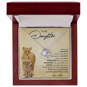 To My Daughter | I Want You To Believe (Love Knot Necklace) | Jewelry | C30011TG, C30011TR, lx-C30011, PB23-WOOD, PROD-2249175, PT-922, TNM-1, USER-43062 | TageUnlimited