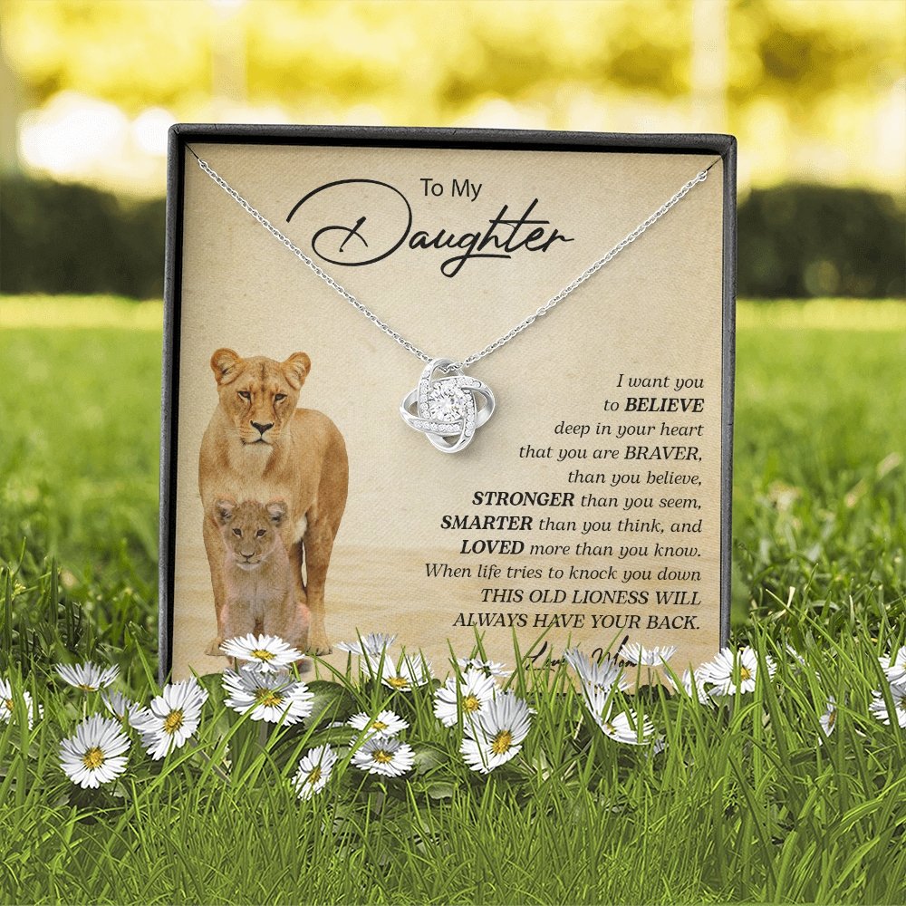To My Daughter | I Want You To Believe (Love Knot Necklace) | Jewelry | C30011TG, C30011TR, lx-C30011, PB23-WOOD, PROD-2249175, PT-922, TNM-1, USER-43062 | TageUnlimited
