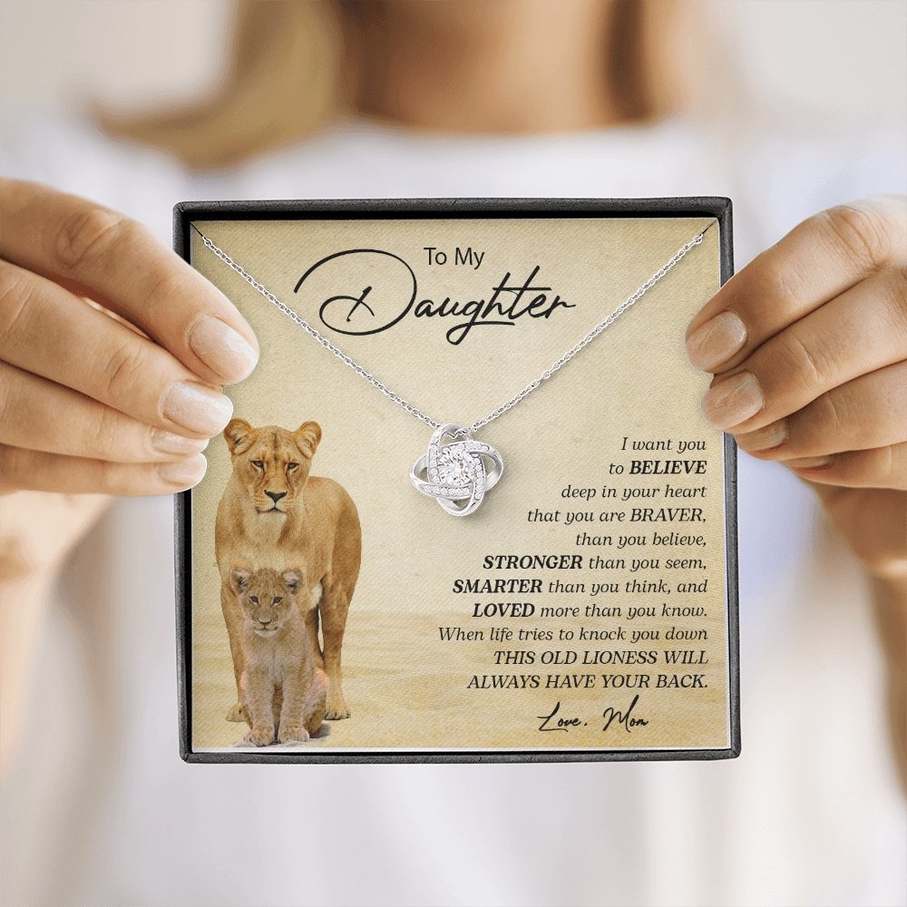 To My Daughter | I Want You To Believe (Love Knot Necklace) | Jewelry | C30011TG, C30011TR, lx-C30011, PB23-WOOD, PROD-2249175, PT-922, TNM-1, USER-43062 | TageUnlimited