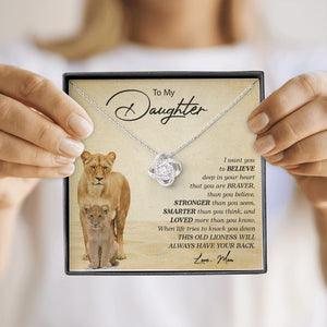 To My Daughter | I Want You To Believe (Love Knot Necklace) | Jewelry | C30011TG, C30011TR, lx-C30011, PB23-WOOD, PROD-2249175, PT-922, TNM-1, USER-43062 | TageUnlimited