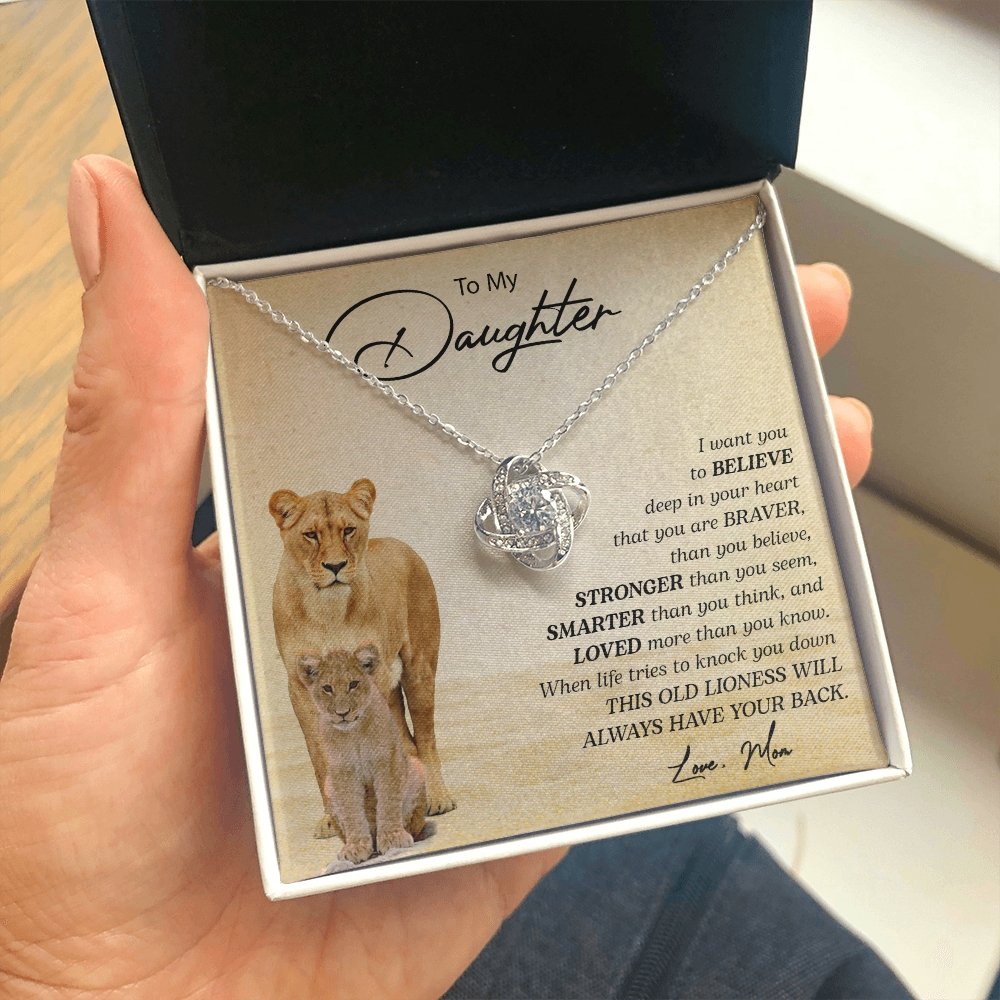 To My Daughter | I Want You To Believe (Love Knot Necklace) | Jewelry | C30011TG, C30011TR, lx-C30011, PB23-WOOD, PROD-2249175, PT-922, TNM-1, USER-43062 | TageUnlimited
