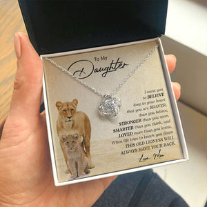 To My Daughter | I Want You To Believe (Love Knot Necklace) | Jewelry | C30011TG, C30011TR, lx-C30011, PB23-WOOD, PROD-2249175, PT-922, TNM-1, USER-43062 | TageUnlimited