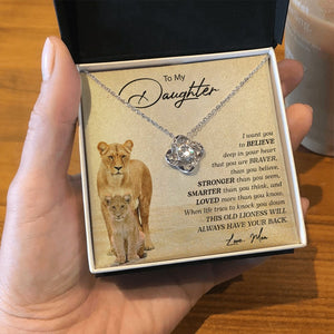 To My Daughter | I Want You To Believe (Love Knot Necklace) | Jewelry | C30011TG, C30011TR, lx-C30011, PB23-WOOD, PROD-2249175, PT-922, TNM-1, USER-43062 | TageUnlimited