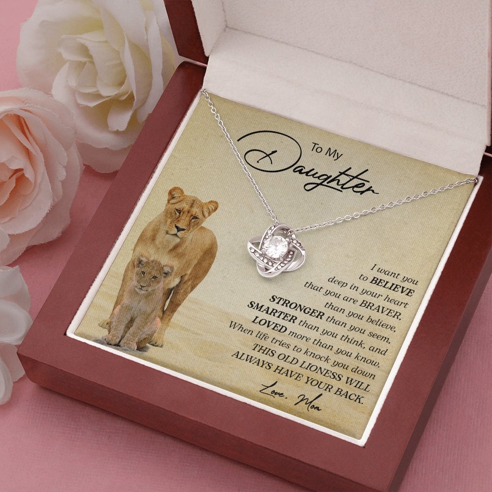 To My Daughter | I Want You To Believe (Love Knot Necklace) | Jewelry | C30011TG, C30011TR, lx-C30011, PB23-WOOD, PROD-2249175, PT-922, TNM-1, USER-43062 | TageUnlimited