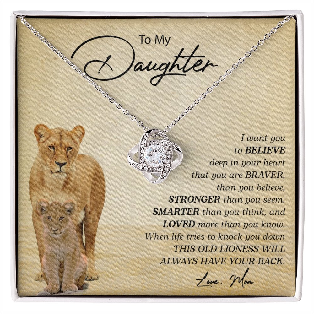 To My Daughter | I Want You To Believe (Love Knot Necklace) | Jewelry | C30011TG, C30011TR, lx-C30011, PB23-WOOD, PROD-2249175, PT-922, TNM-1, USER-43062 | TageUnlimited
