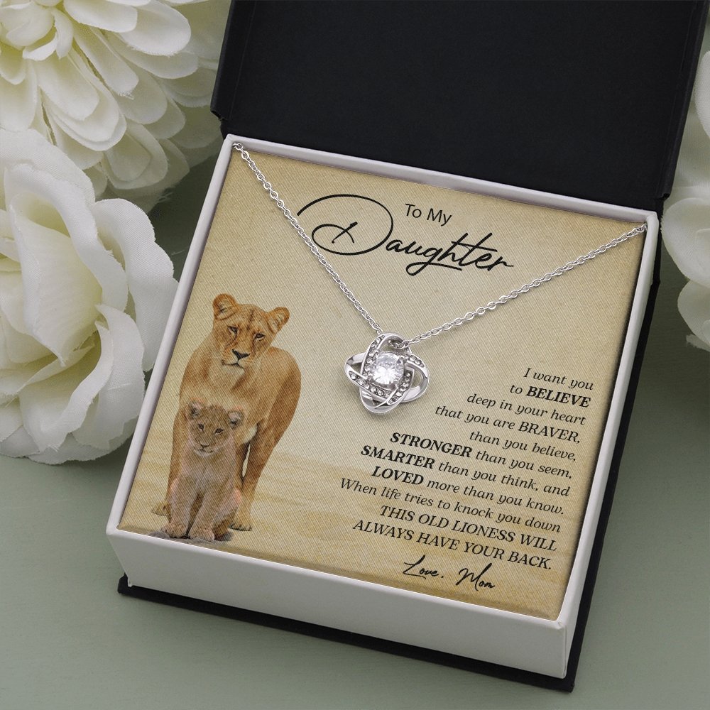 To My Daughter | I Want You To Believe (Love Knot Necklace) | Jewelry | C30011TG, C30011TR, lx-C30011, PB23-WOOD, PROD-2249175, PT-922, TNM-1, USER-43062 | TageUnlimited
