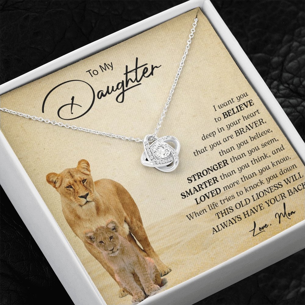 To My Daughter | I Want You To Believe (Love Knot Necklace) | Jewelry | C30011TG, C30011TR, lx-C30011, PB23-WOOD, PROD-2249175, PT-922, TNM-1, USER-43062 | TageUnlimited