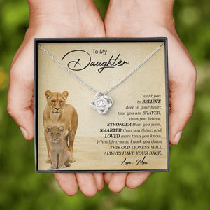 To My Daughter | I Want You To Believe (Love Knot Necklace) | Jewelry | C30011TG, C30011TR, lx-C30011, PB23-WOOD, PROD-2249175, PT-922, TNM-1, USER-43062 | TageUnlimited