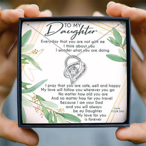 To My Daughter Necklace for Women Crystal Heart Pendant Necklace from Dad LoveCube Necklace for Daughter Gifts for Family | 0 | Tage-Active