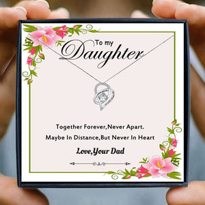 To My Daughter Necklace for Women Crystal Heart Pendant Necklace from Dad LoveCube Necklace for Daughter Gifts for Family | 0 | Tage-Active