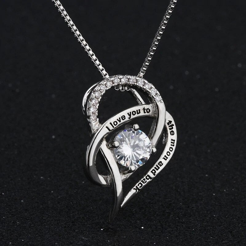 To My Daughter Necklace for Women Crystal Heart Pendant Necklace from Dad LoveCube Necklace for Daughter Gifts for Family | 0 | Tage-Active