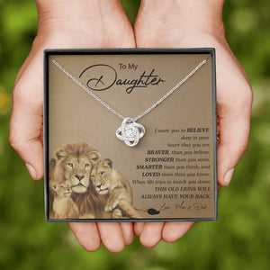 To My Daughter | You Are Braver (Love Knot Necklace) | Jewelry | C30011TG, C30011TR, lx-C30011, PB23-WOOD, PROD-2252275, PT-922, TNM-1, USER-43062 | TageUnlimited