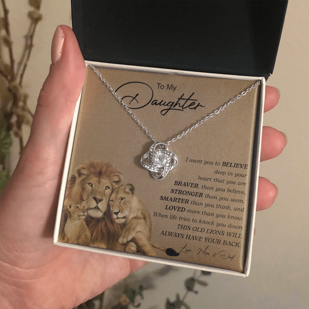 To My Daughter | You Are Braver (Love Knot Necklace) | Jewelry | C30011TG, C30011TR, lx-C30011, PB23-WOOD, PROD-2252275, PT-922, TNM-1, USER-43062 | TageUnlimited