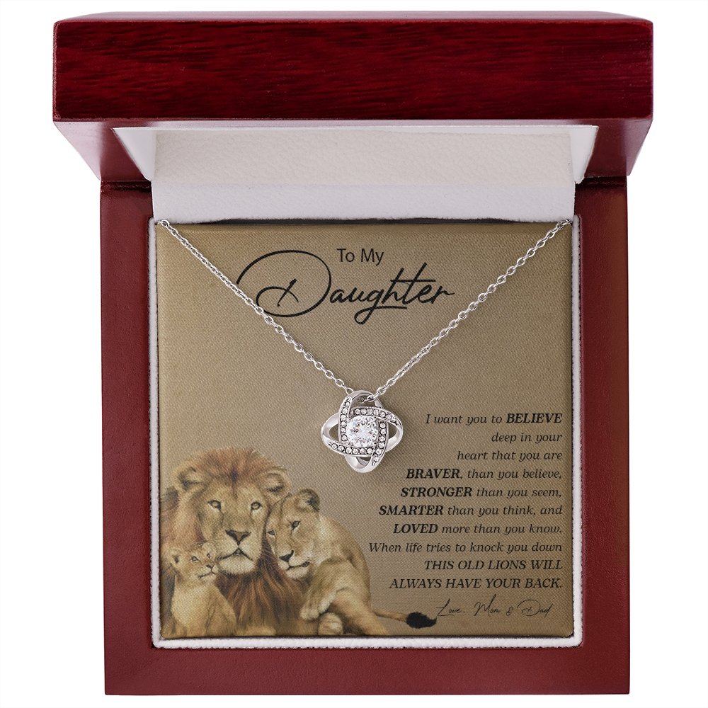 To My Daughter | You Are Braver (Love Knot Necklace) | Jewelry | C30011TG, C30011TR, lx-C30011, PB23-WOOD, PROD-2252275, PT-922, TNM-1, USER-43062 | TageUnlimited