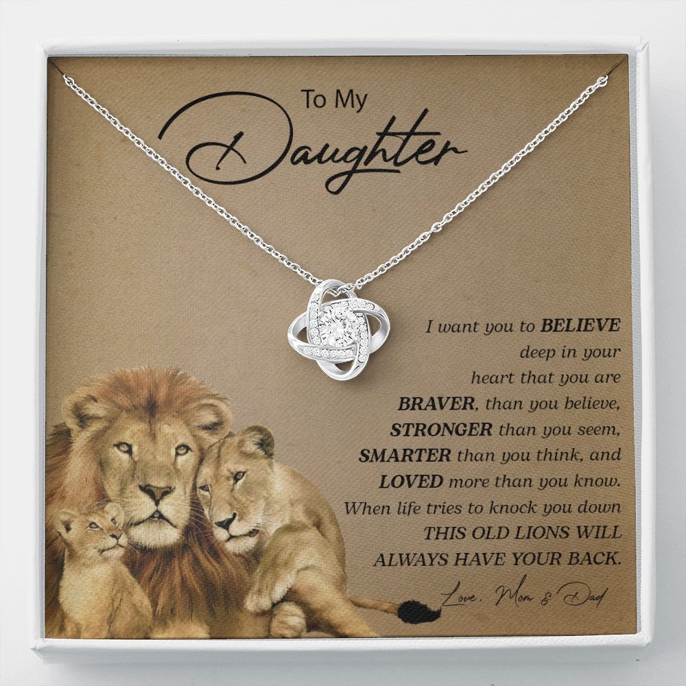 To My Daughter | You Are Braver (Love Knot Necklace) | Jewelry | C30011TG, C30011TR, lx-C30011, PB23-WOOD, PROD-2252275, PT-922, TNM-1, USER-43062 | TageUnlimited