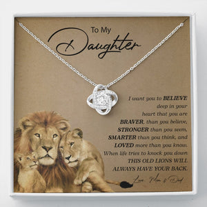 To My Daughter | You Are Braver (Love Knot Necklace) | Jewelry | C30011TG, C30011TR, lx-C30011, PB23-WOOD, PROD-2252275, PT-922, TNM-1, USER-43062 | TageUnlimited