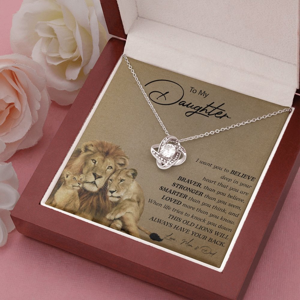 To My Daughter | You Are Braver (Love Knot Necklace) | Jewelry | C30011TG, C30011TR, lx-C30011, PB23-WOOD, PROD-2252275, PT-922, TNM-1, USER-43062 | TageUnlimited