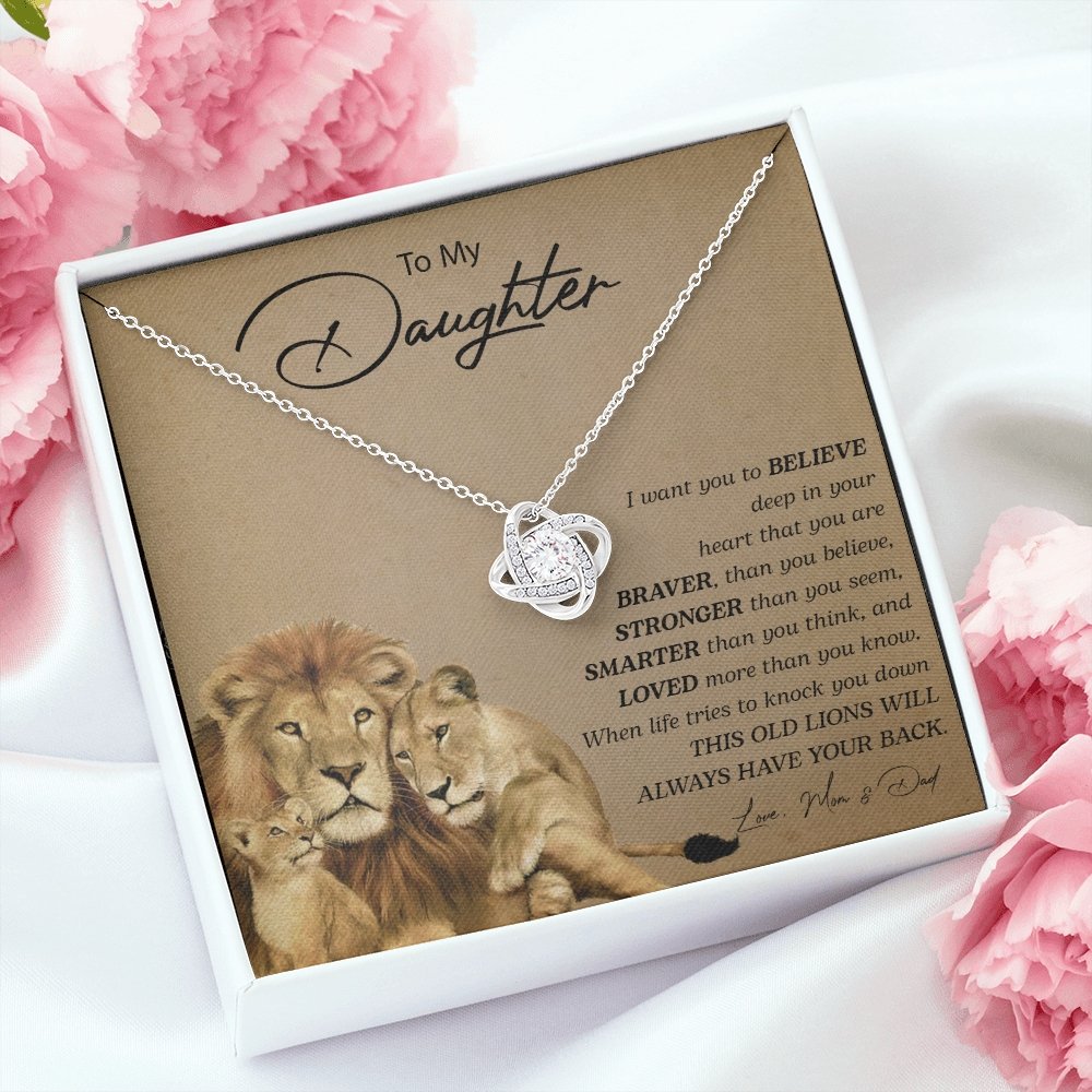 To My Daughter | You Are Braver (Love Knot Necklace) | Jewelry | C30011TG, C30011TR, lx-C30011, PB23-WOOD, PROD-2252275, PT-922, TNM-1, USER-43062 | TageUnlimited