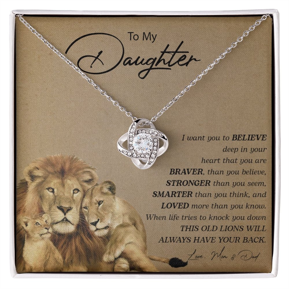 To My Daughter | You Are Braver (Love Knot Necklace) | Jewelry | C30011TG, C30011TR, lx-C30011, PB23-WOOD, PROD-2252275, PT-922, TNM-1, USER-43062 | TageUnlimited