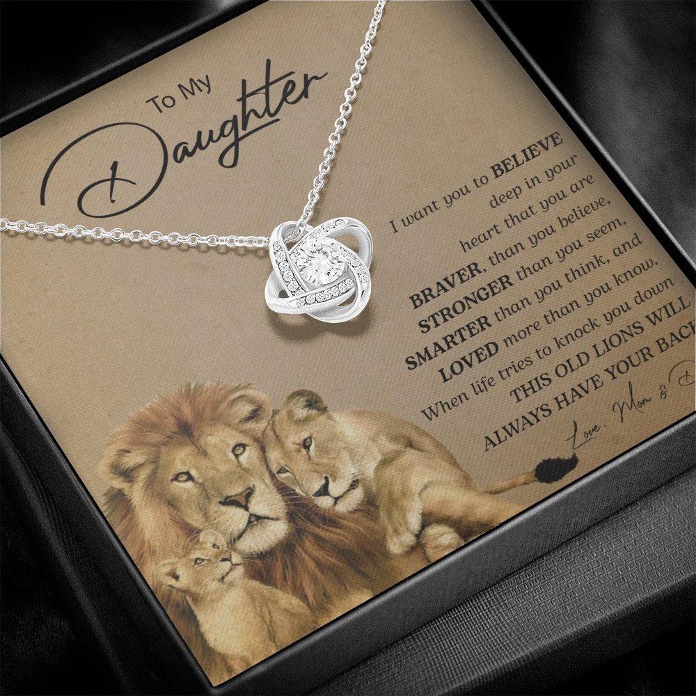 To My Daughter | You Are Braver (Love Knot Necklace) | Jewelry | C30011TG, C30011TR, lx-C30011, PB23-WOOD, PROD-2252275, PT-922, TNM-1, USER-43062 | TageUnlimited