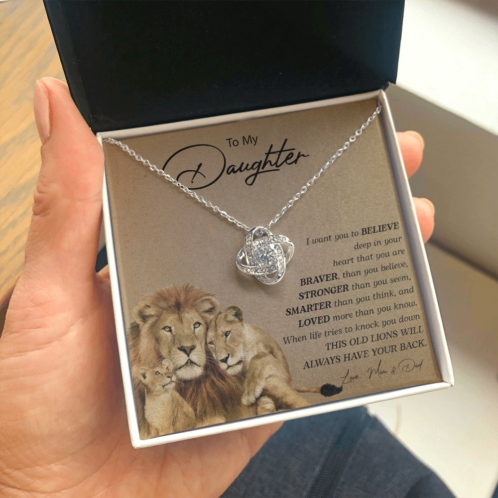 To My Daughter | You Are Braver (Love Knot Necklace) | Jewelry | C30011TG, C30011TR, lx-C30011, PB23-WOOD, PROD-2252275, PT-922, TNM-1, USER-43062 | TageUnlimited