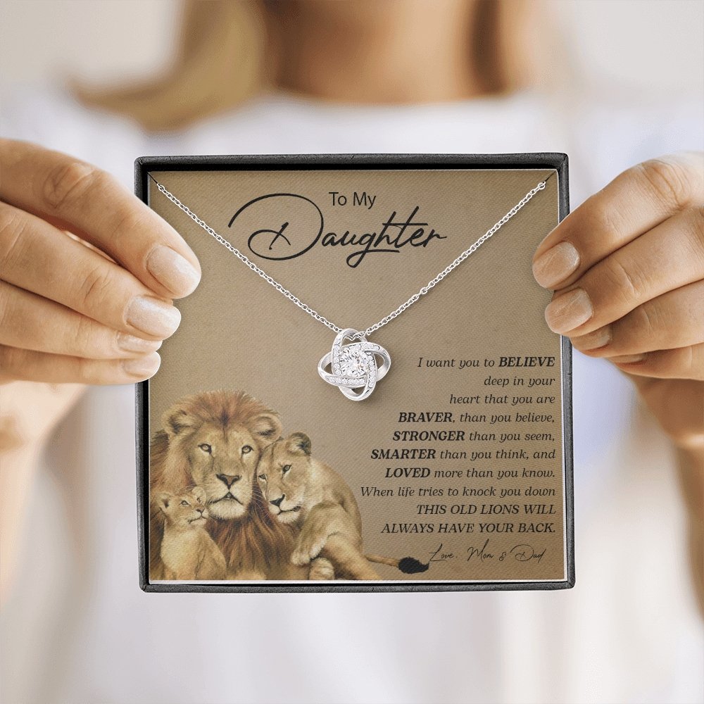 To My Daughter | You Are Braver (Love Knot Necklace) | Jewelry | C30011TG, C30011TR, lx-C30011, PB23-WOOD, PROD-2252275, PT-922, TNM-1, USER-43062 | TageUnlimited