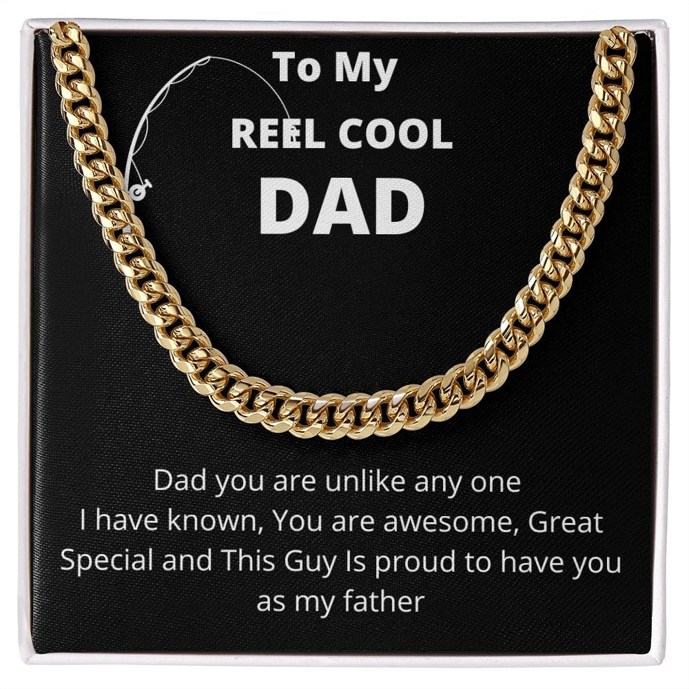 To My Reel Cool Dad | Cuban Link Chain | Jewelry | C30184T, C30184TG, lx-C30184, PB23-WOOD, PROD-2266715, PT-4348, TNM-1, USER-43062 | TageUnlimited