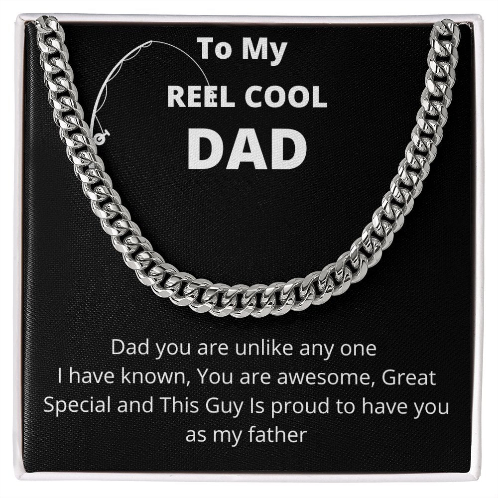 To My Reel Cool Dad | Cuban Link Chain | Jewelry | C30184T, C30184TG, lx-C30184, PB23-WOOD, PROD-2266715, PT-4348, TNM-1, USER-43062 | TageUnlimited