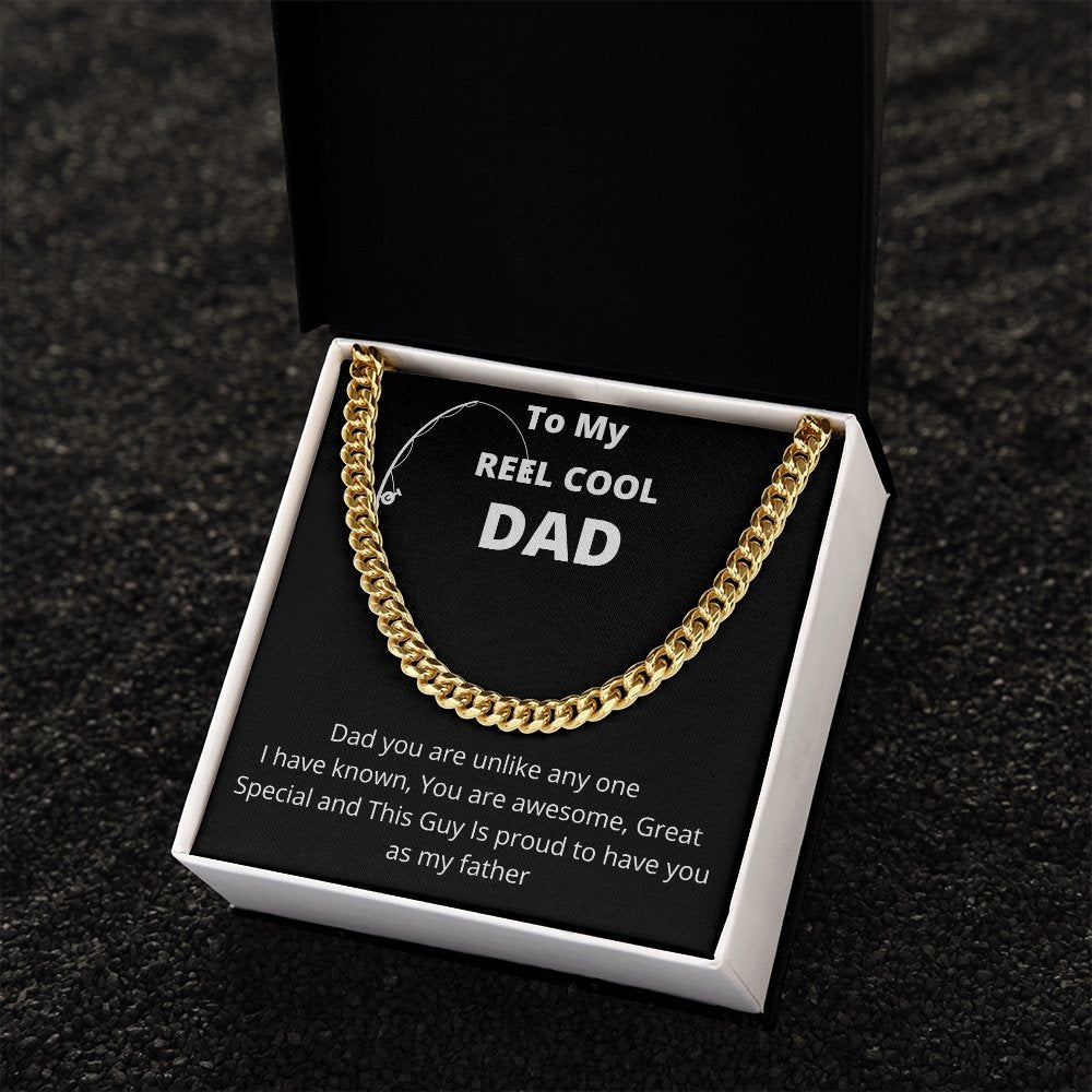 To My Reel Cool Dad | Cuban Link Chain | Jewelry | C30184T, C30184TG, lx-C30184, PB23-WOOD, PROD-2266715, PT-4348, TNM-1, USER-43062 | TageUnlimited