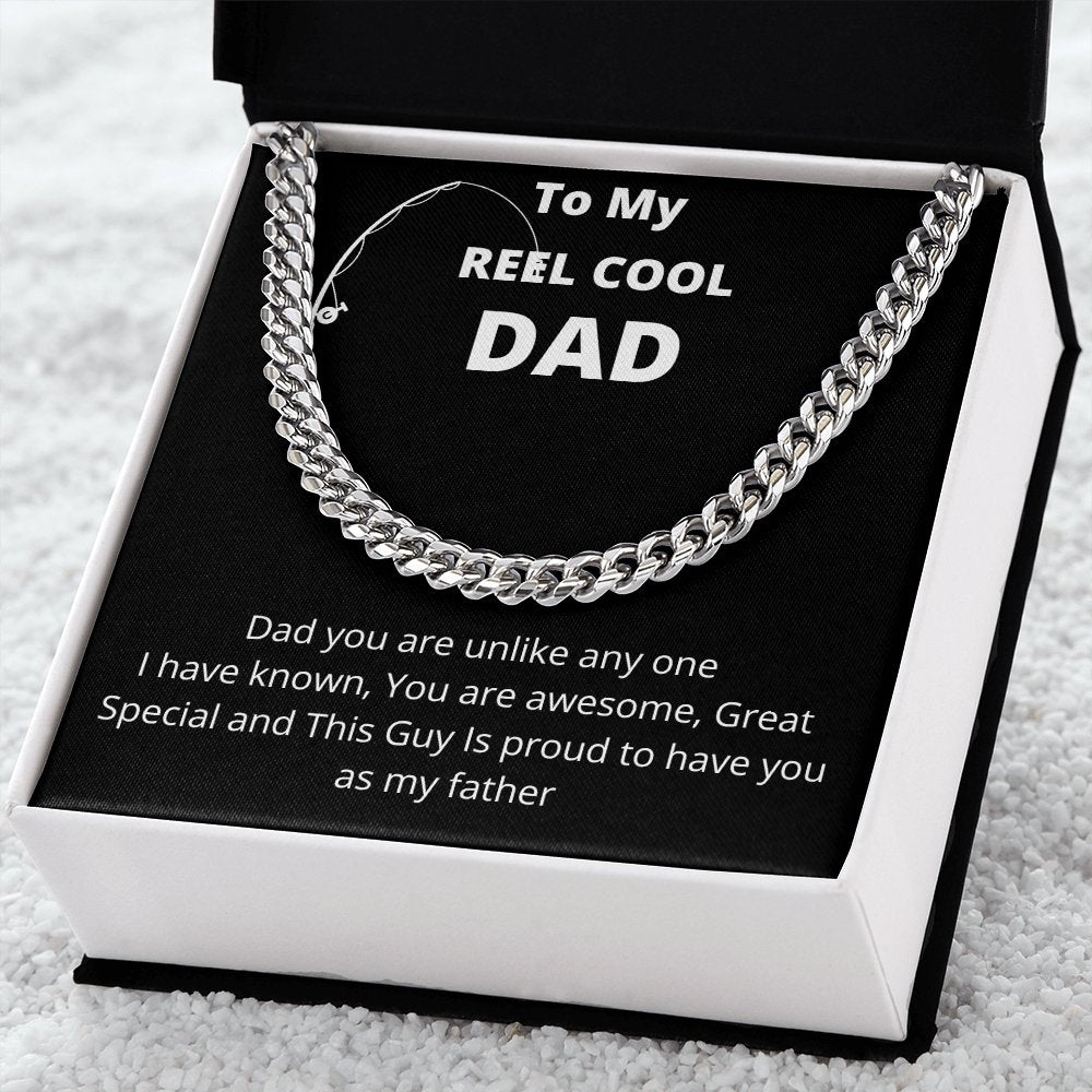 To My Reel Cool Dad | Cuban Link Chain | Jewelry | C30184T, C30184TG, lx-C30184, PB23-WOOD, PROD-2266715, PT-4348, TNM-1, USER-43062 | TageUnlimited