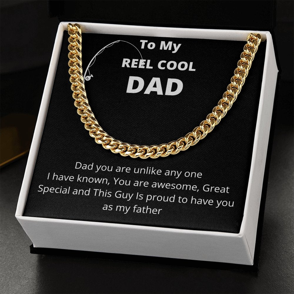 To My Reel Cool Dad | Cuban Link Chain | Jewelry | C30184T, C30184TG, lx-C30184, PB23-WOOD, PROD-2266715, PT-4348, TNM-1, USER-43062 | TageUnlimited