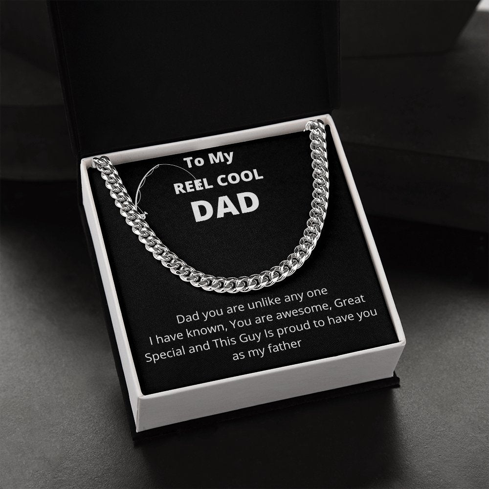 To My Reel Cool Dad | Cuban Link Chain | Jewelry | C30184T, C30184TG, lx-C30184, PB23-WOOD, PROD-2266715, PT-4348, TNM-1, USER-43062 | TageUnlimited