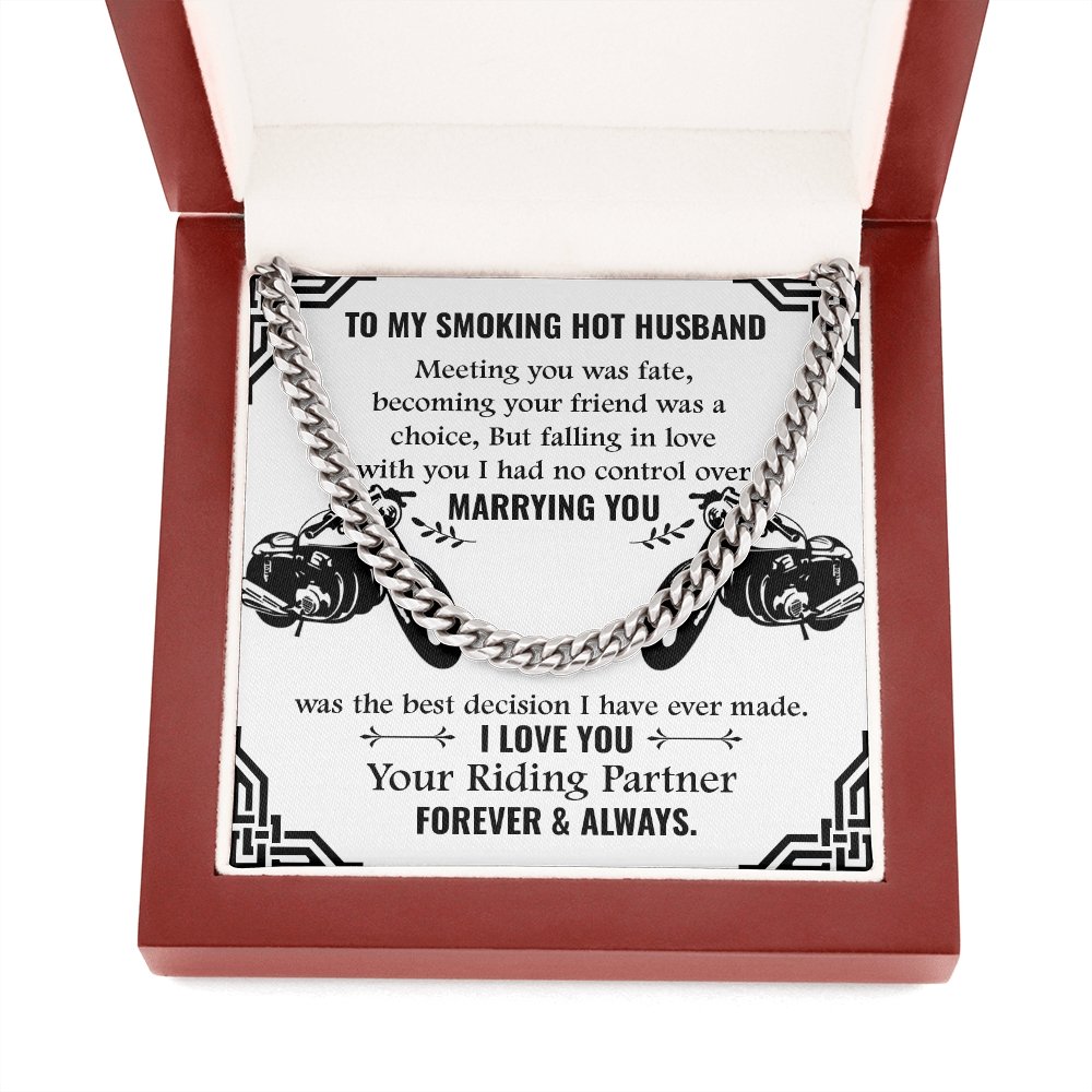 To My Smoking Hot Husband | Your Riding Partner Forever ❤️🏍️ | Jewelry | C30184T, C30184TG, lx-C30184, PB23-WOOD, PROD-1818681, PT-1772, USER-43062 | TageUnlimited