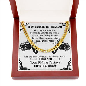 To My Smoking Hot Husband | Your Riding Partner Forever ❤️🏍️ | Jewelry | C30184T, C30184TG, lx-C30184, PB23-WOOD, PROD-1818681, PT-1772, USER-43062 | TageUnlimited