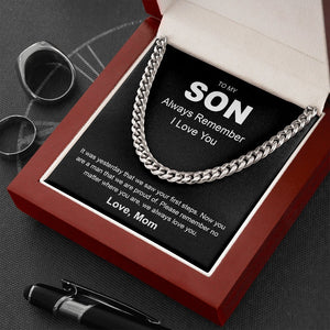 To My Son | Always Remember Cuban Necklace | Jewelry | C30184T, C30184TG, lx-C30184, PB23-WOOD, PROD-1949731, PT-1772, USER-43062 | TageUnlimited