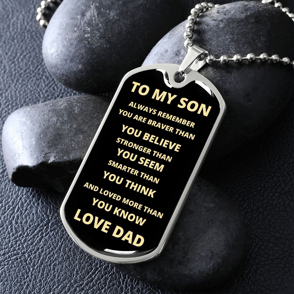 TO MY SON | ALWAYS REMEMBER DOG TAG | Jewelry | TageUnlimited
