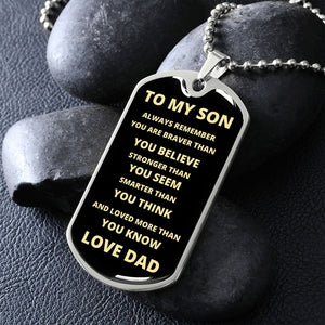 TO MY SON | ALWAYS REMEMBER DOG TAG | Jewelry | TageUnlimited