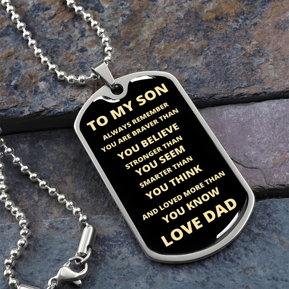 TO MY SON | ALWAYS REMEMBER DOG TAG | Jewelry | TageUnlimited