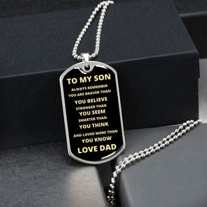 TO MY SON | ALWAYS REMEMBER DOG TAG | Jewelry | TageUnlimited